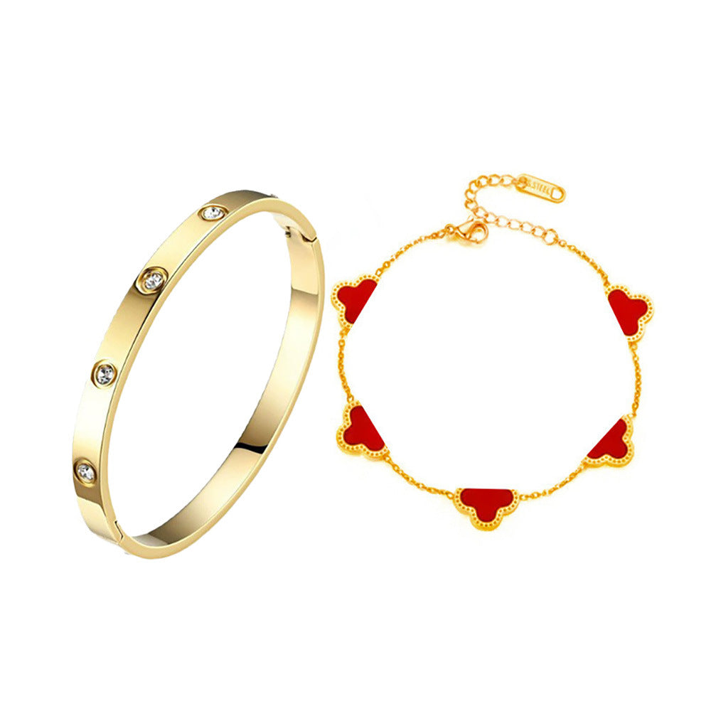 Steel Clover Female Affordable Luxury Fashion Sense Network Bracelet