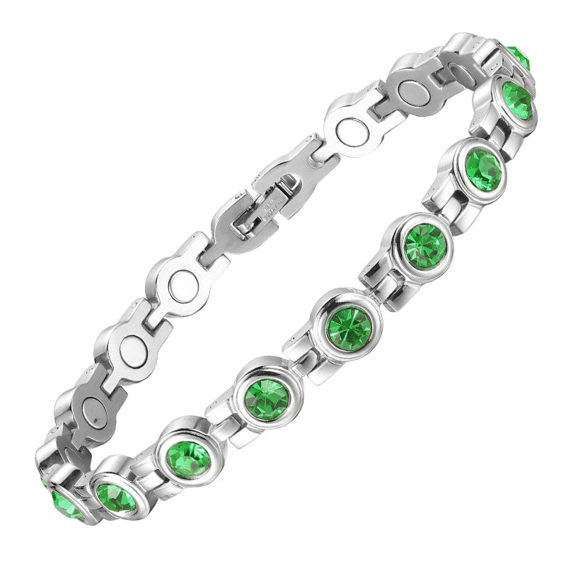 Bracelets simples en acier inoxydable avec strass et Zircon pour femmes