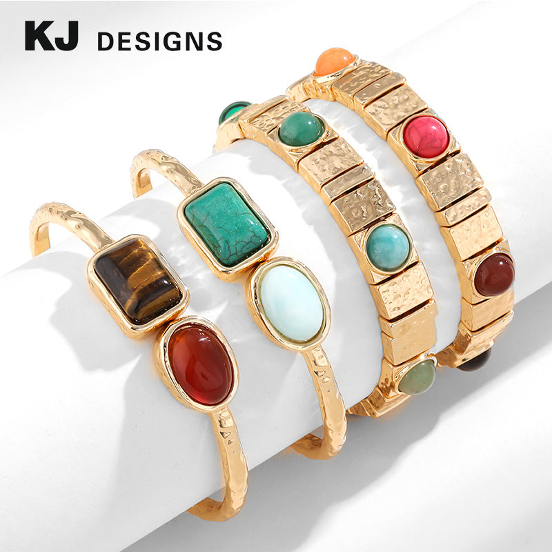 Antique Fashion Design Popular Imitation Turquoise Tigereye Bracelet