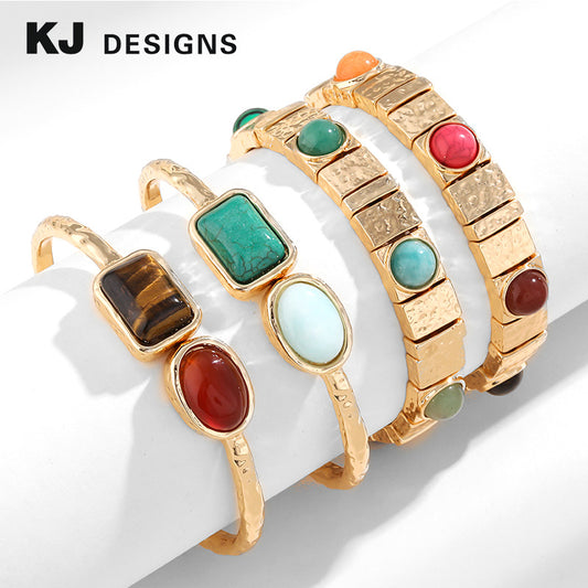 Antique Fashion Design Popular Imitation Turquoise Tigereye Bracelet
