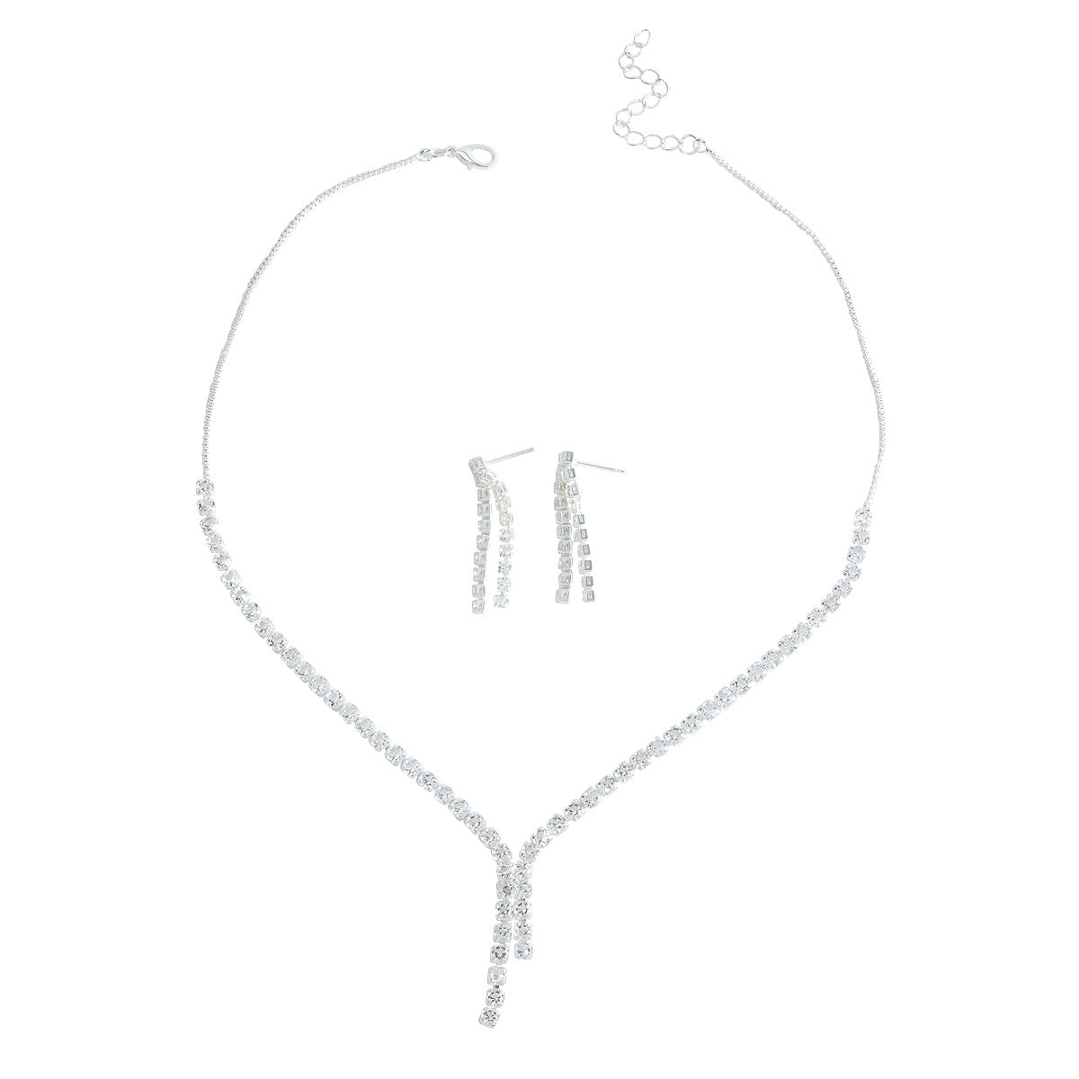 Women's Shiny Full Rhinestone Zircon Tassel Light Luxury High-grade Clavicle Chain Jewelry Set