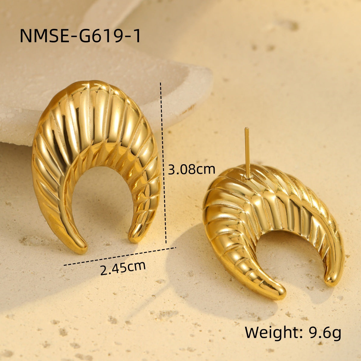 Women's Steel Sweet Cool Vintage Texture Shaped Gold-plated Earrings