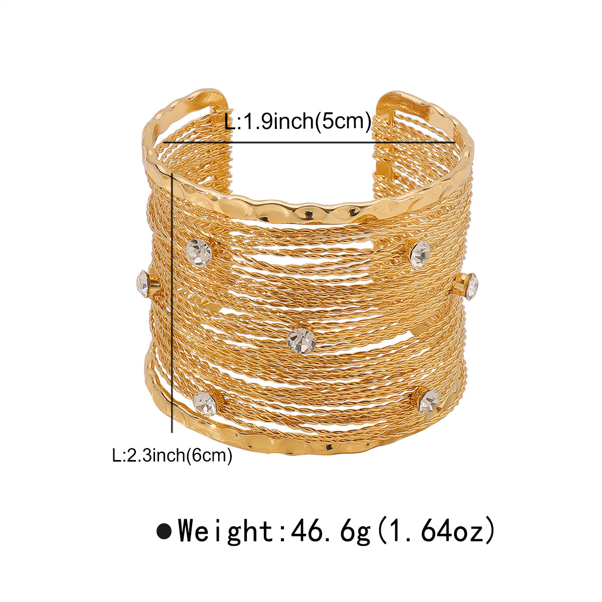 Women's Exaggerated Metal Texture Iron Wire Open Wide Bracelets
