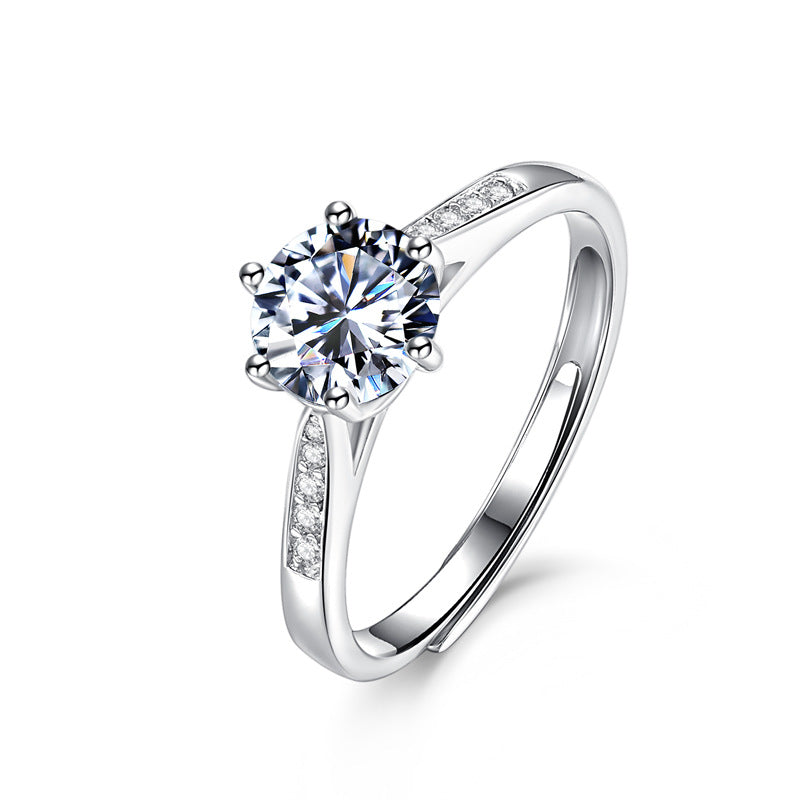 Women's Color Moissanite Niche Design Classic Sterling Rings