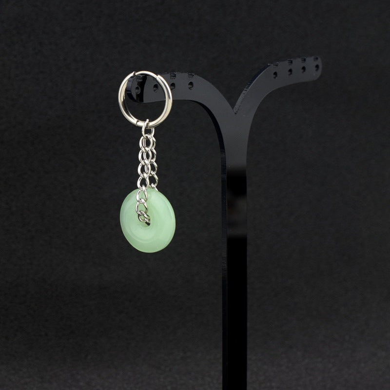 Boucles d'oreilles à boucle de paix en Jade glacé coloré, Style unisexe, mode pour femmes et hommes