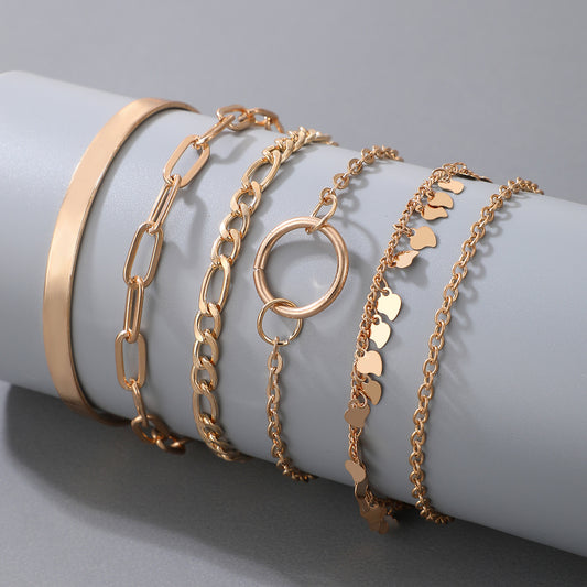 Minimalistische geometrische runde Liebeskettenarmbänder für Damen