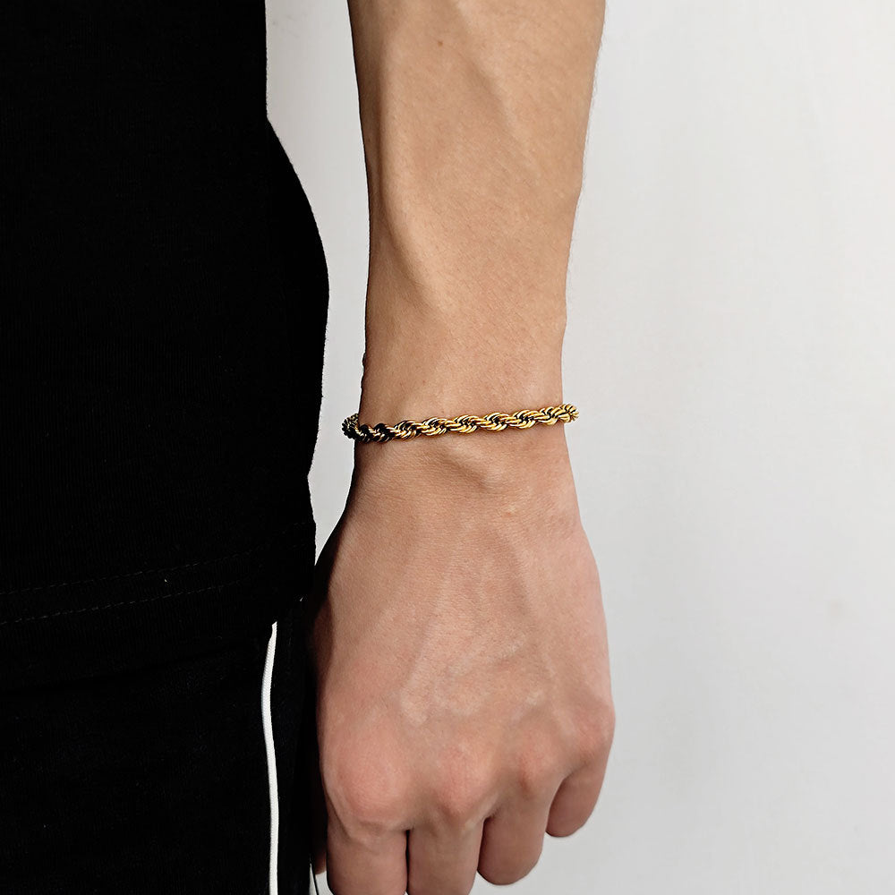 Bracelets de mode en chaîne de fleurs de chanvre en acier inoxydable pour hommes