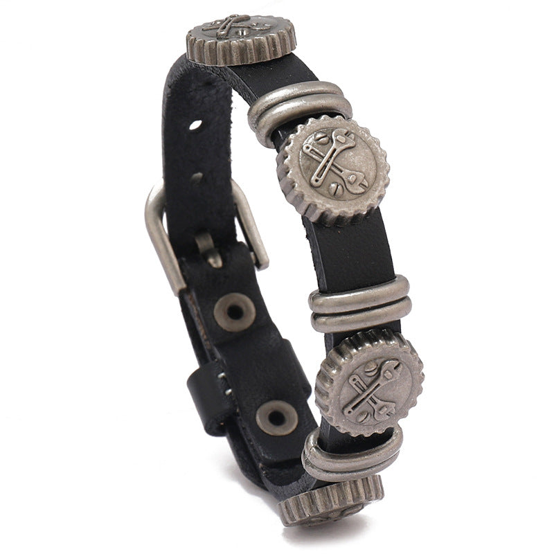 Bekleidungszubehör Personalisierte Retro-Armbänder aus Rindsleder