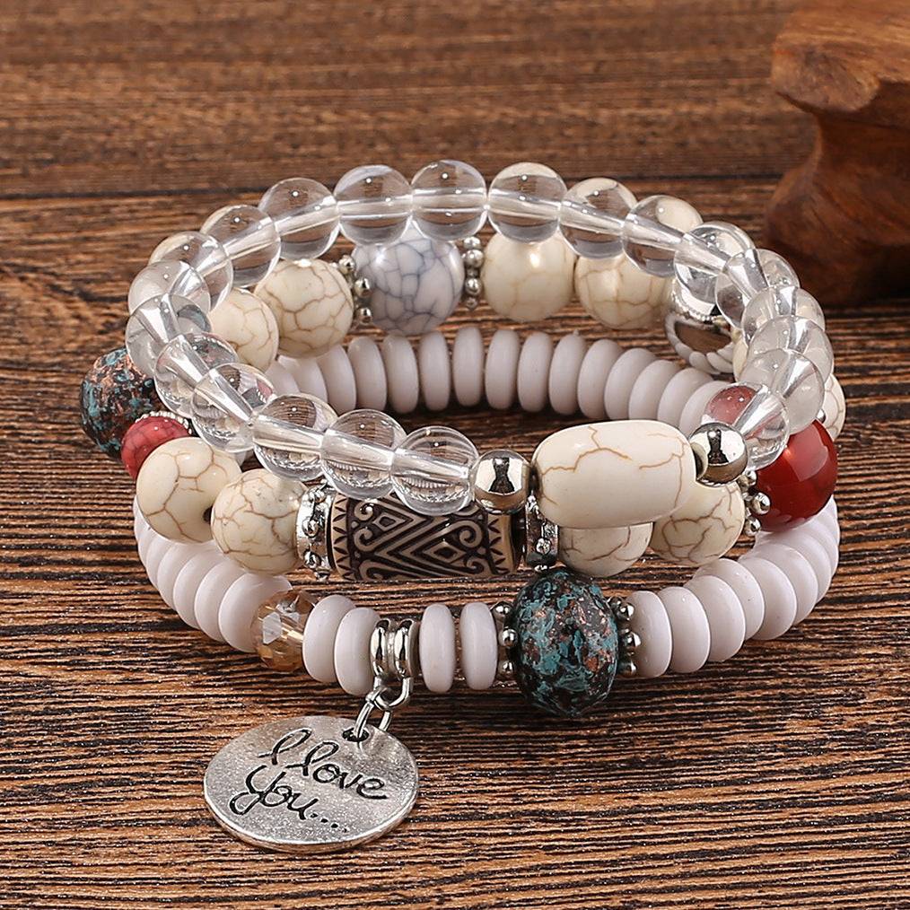 Women's Beads String Layered Fashionable Personalized English Bracelets