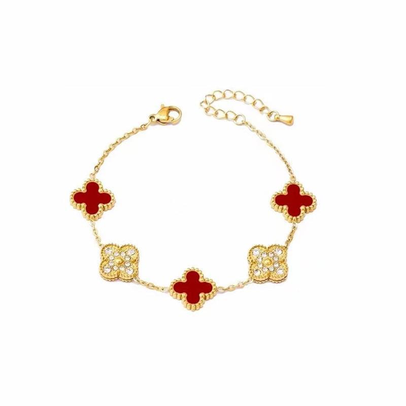 Belly Four-leaf Clover Titanium Steel Gold-plated Bracelets