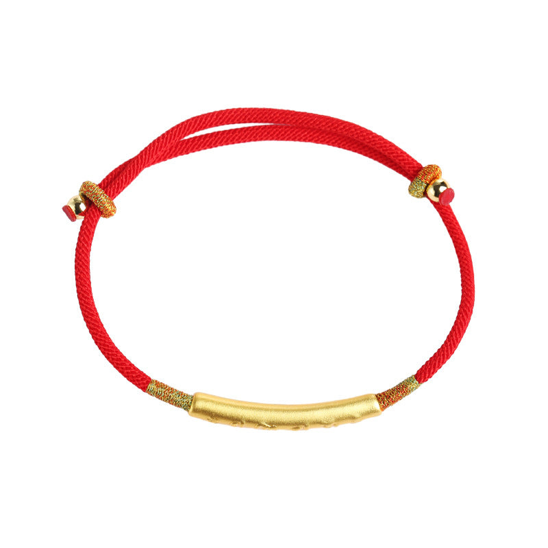 Damen-Knoten-Six-Words-Mantra-Armbänder aus reinem Silbergold