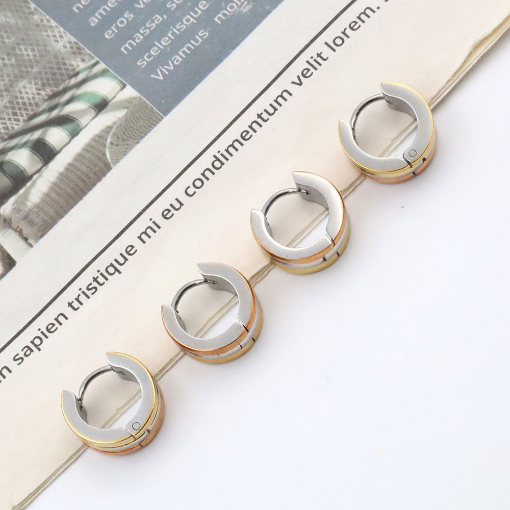 Simple Golden Ear Clip Titanium Steel Round Rings