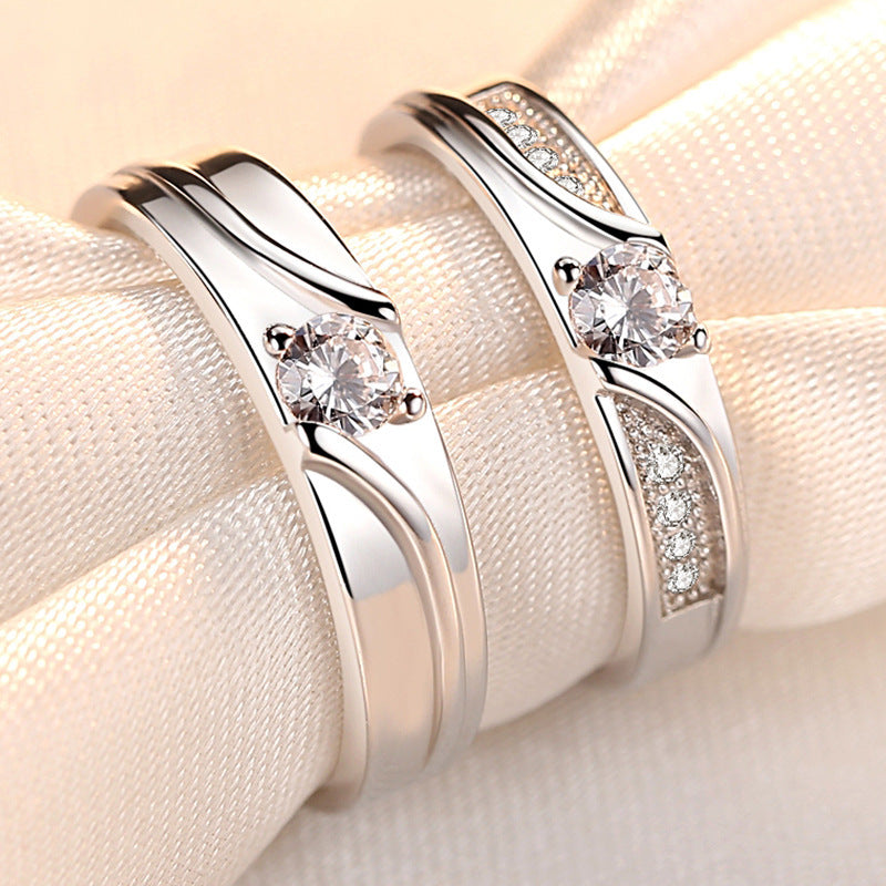 Zircon Couple Light Luxury Korean Style Stylish Rings
