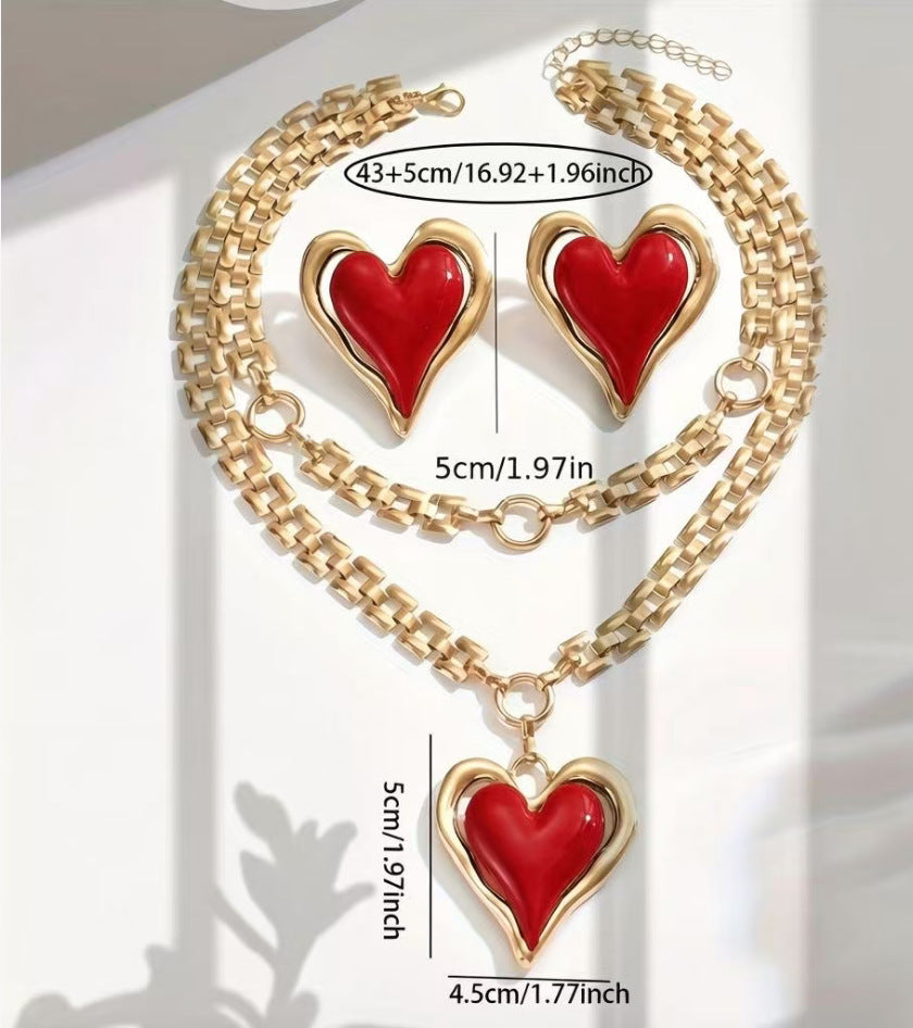 Valentine's Day Exaggerated Oversized Heart Temperament Jewelry Set