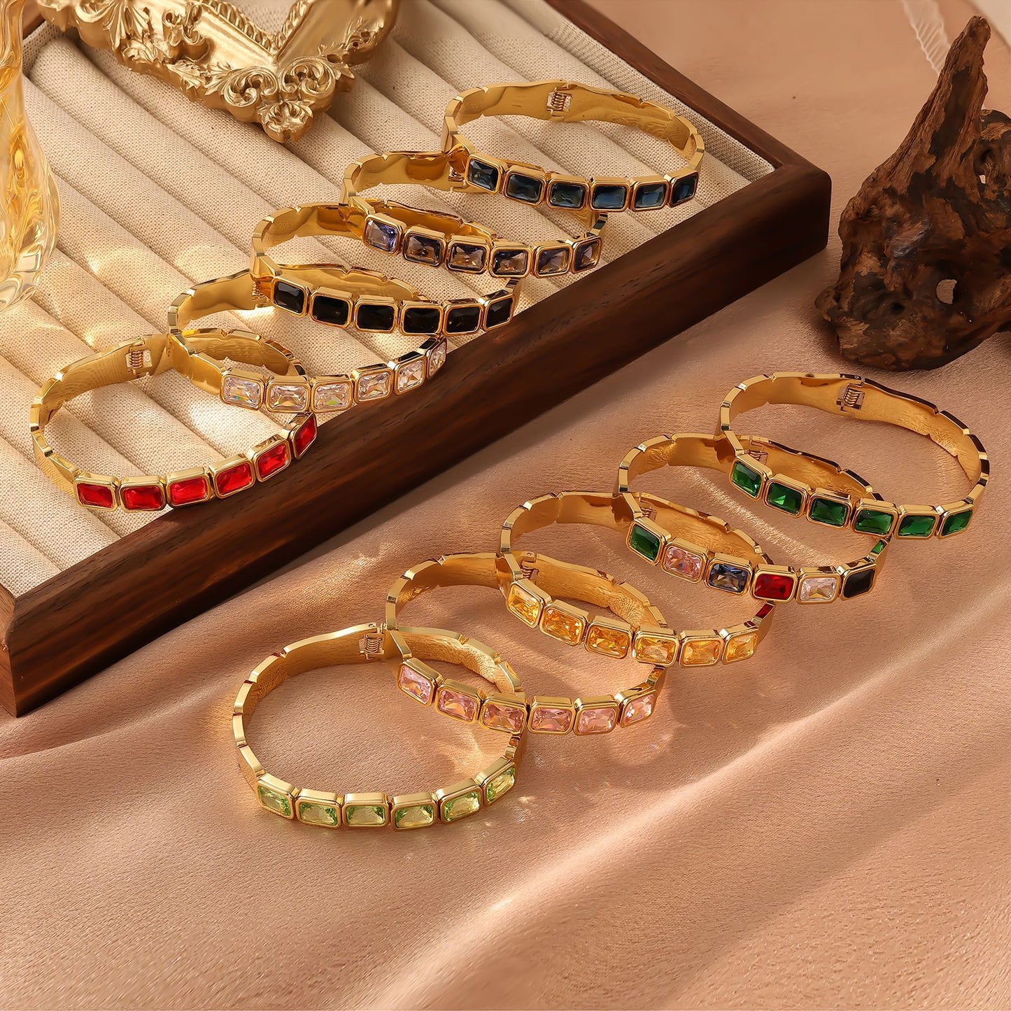 Steel Square Colored Design Trendy Cool Bracelet