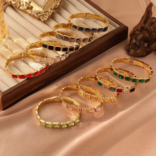 Steel Square Colored Design Trendy Cool Bracelet