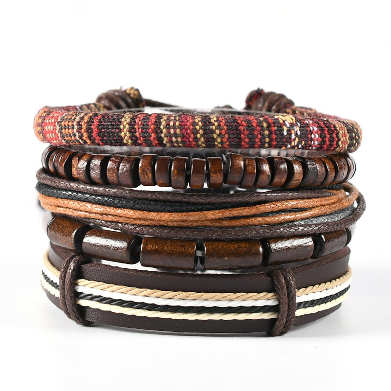 Bracelets de costume simples en cuir de vachette tissé pour hommes