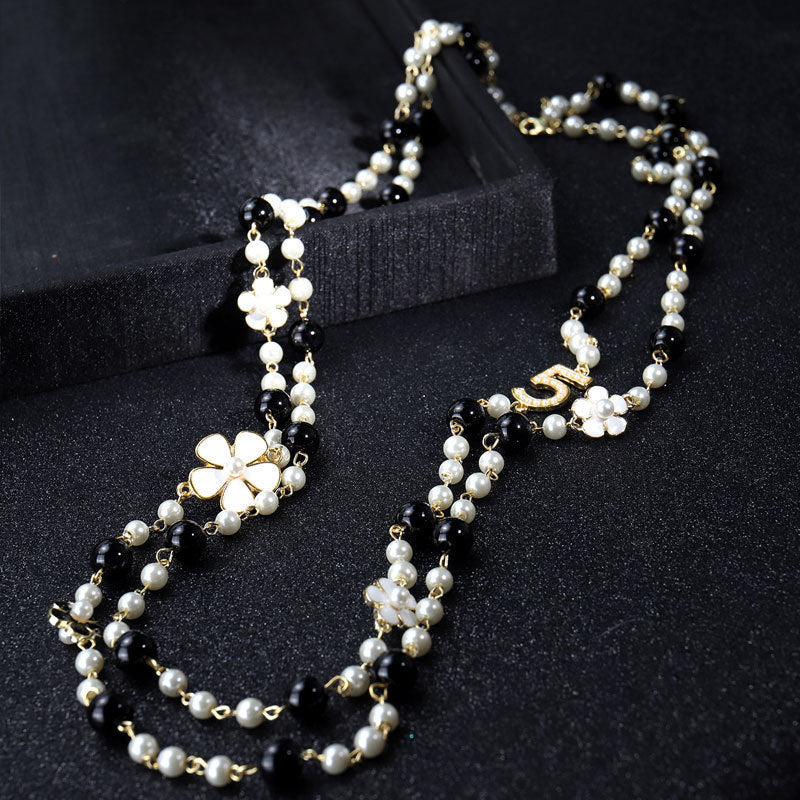 Classic Style Pearl Golden Number Snowflake Necklaces