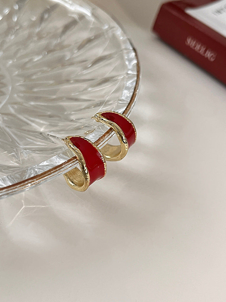 Boucles d'oreilles lumineuses festives rouges en forme d'aiguille pour femmes