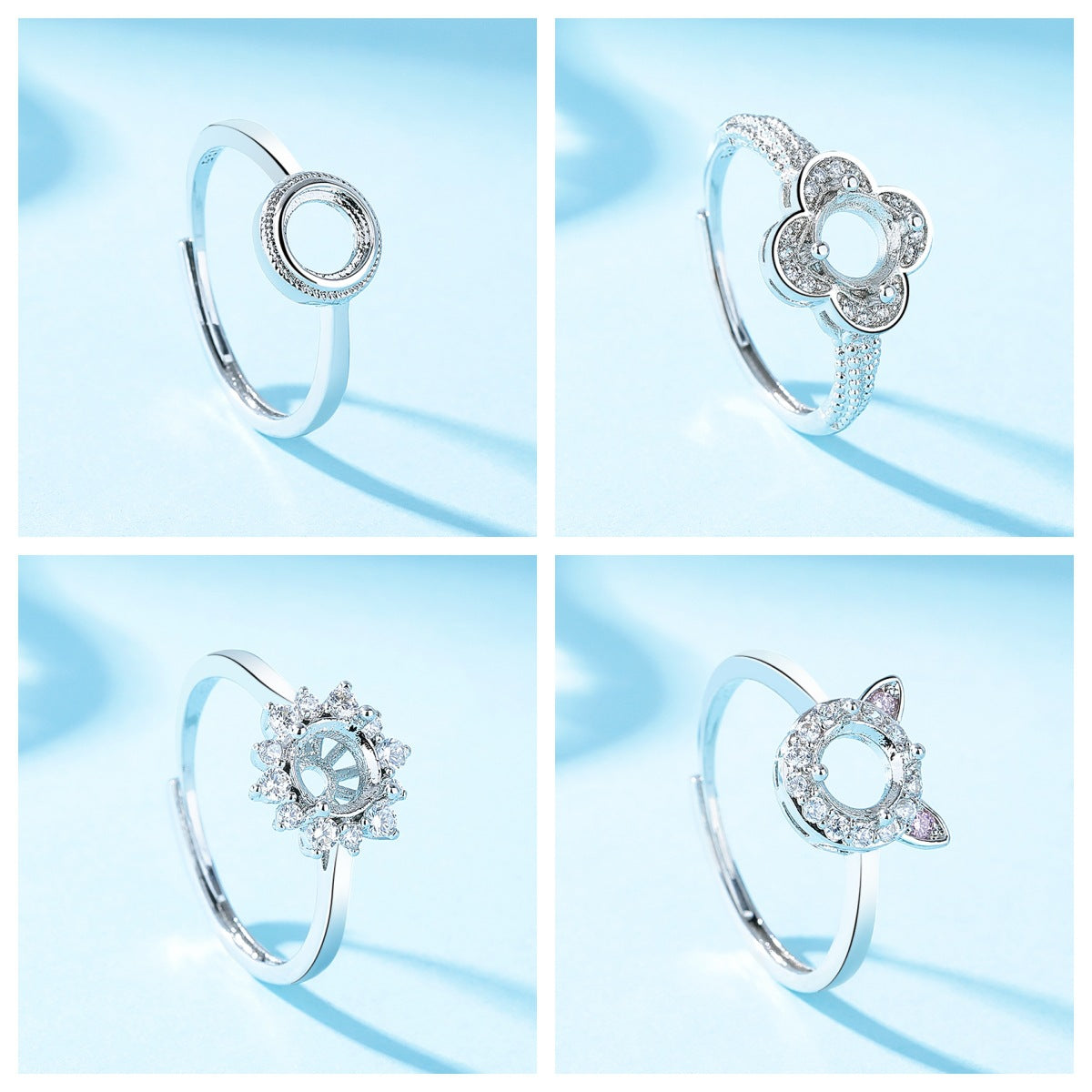 Women's Open Setting Empty Holder Inset More Sizes Imitation Rings