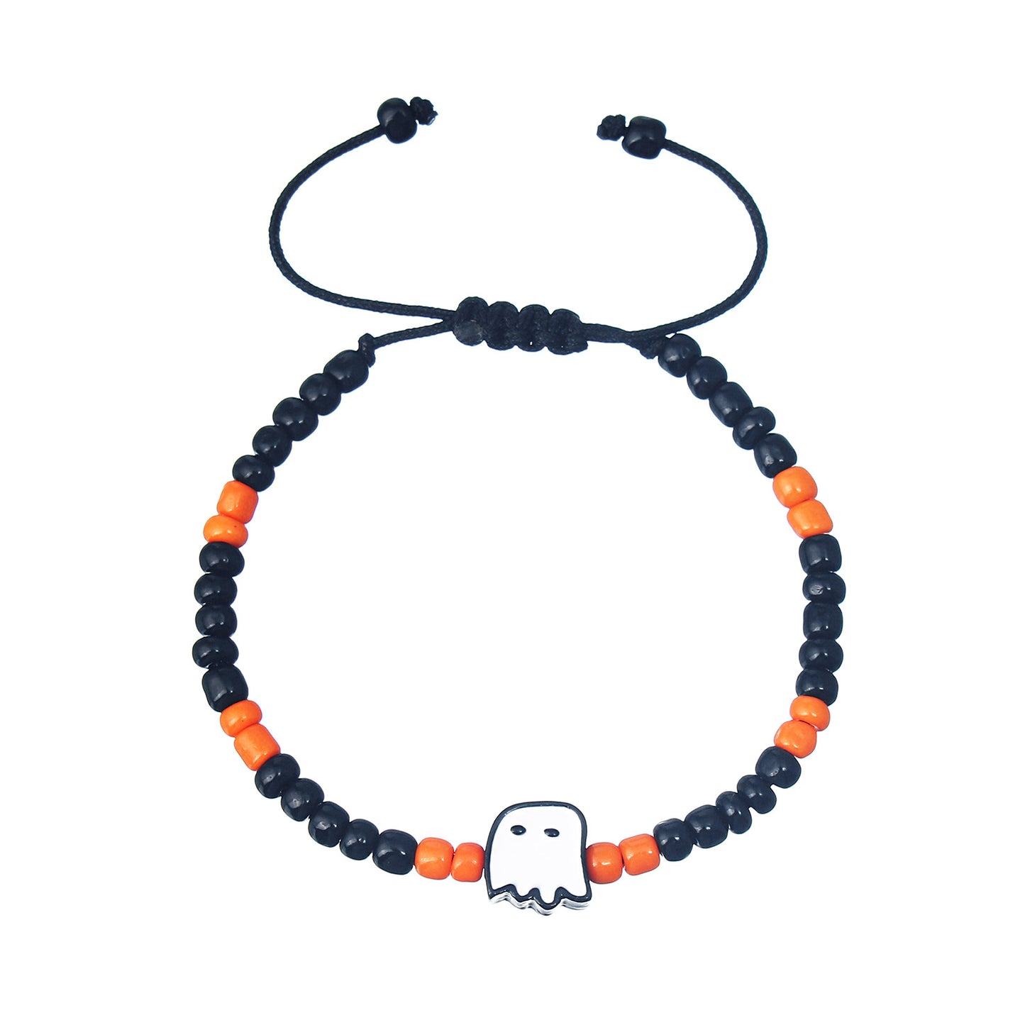 Bracelets de visage fantôme assortis aux couleurs de citrouille d'Halloween pour femmes