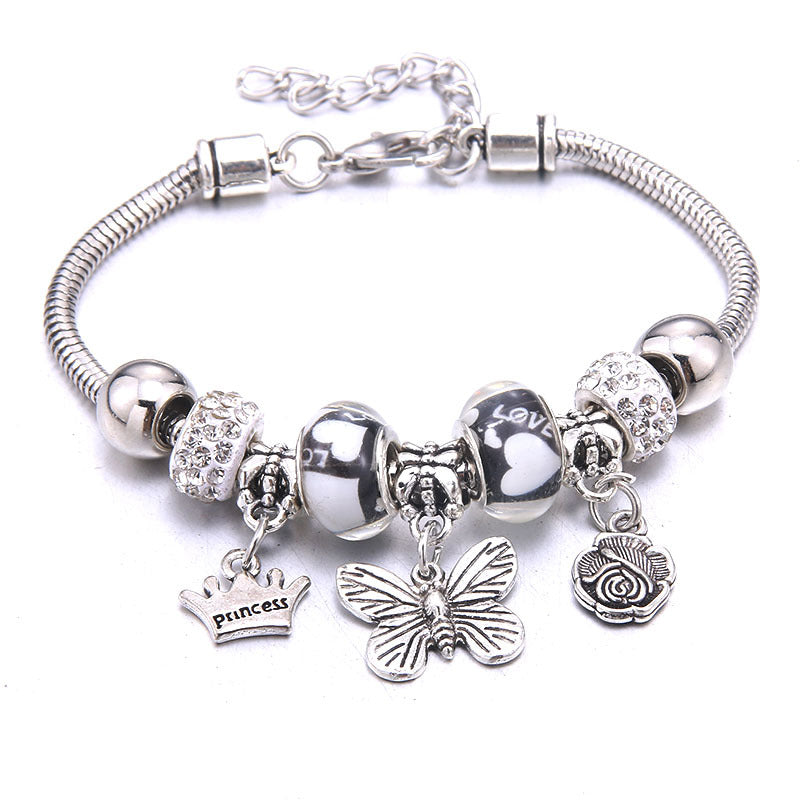 Women's Grid Popular Adjustable Crystal Love Butterfly Bracelets