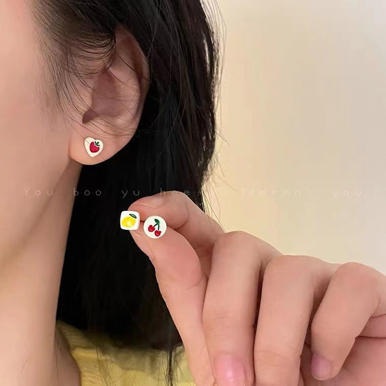 Color Smiley Face Fruit Ear Female Cute Earrings