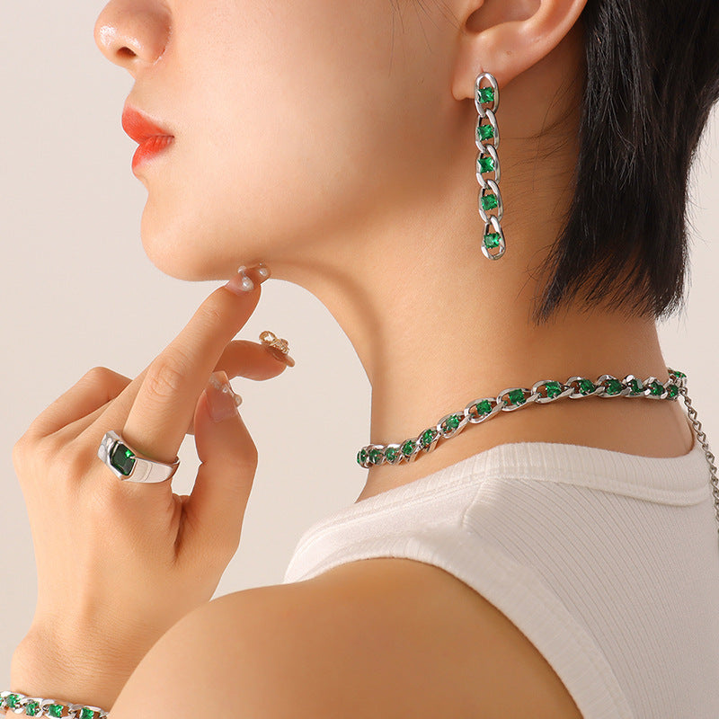 Colorful Zircon Diamond Light Luxury Delicate Jewelry Set