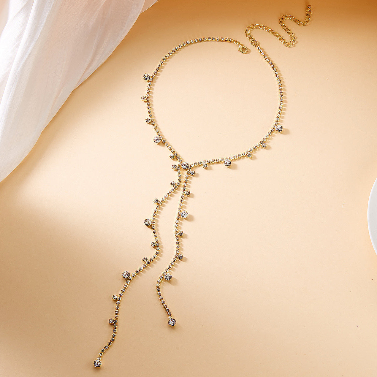 Women's Full Diamond Fashion Long Tassel High-grade Necklaces