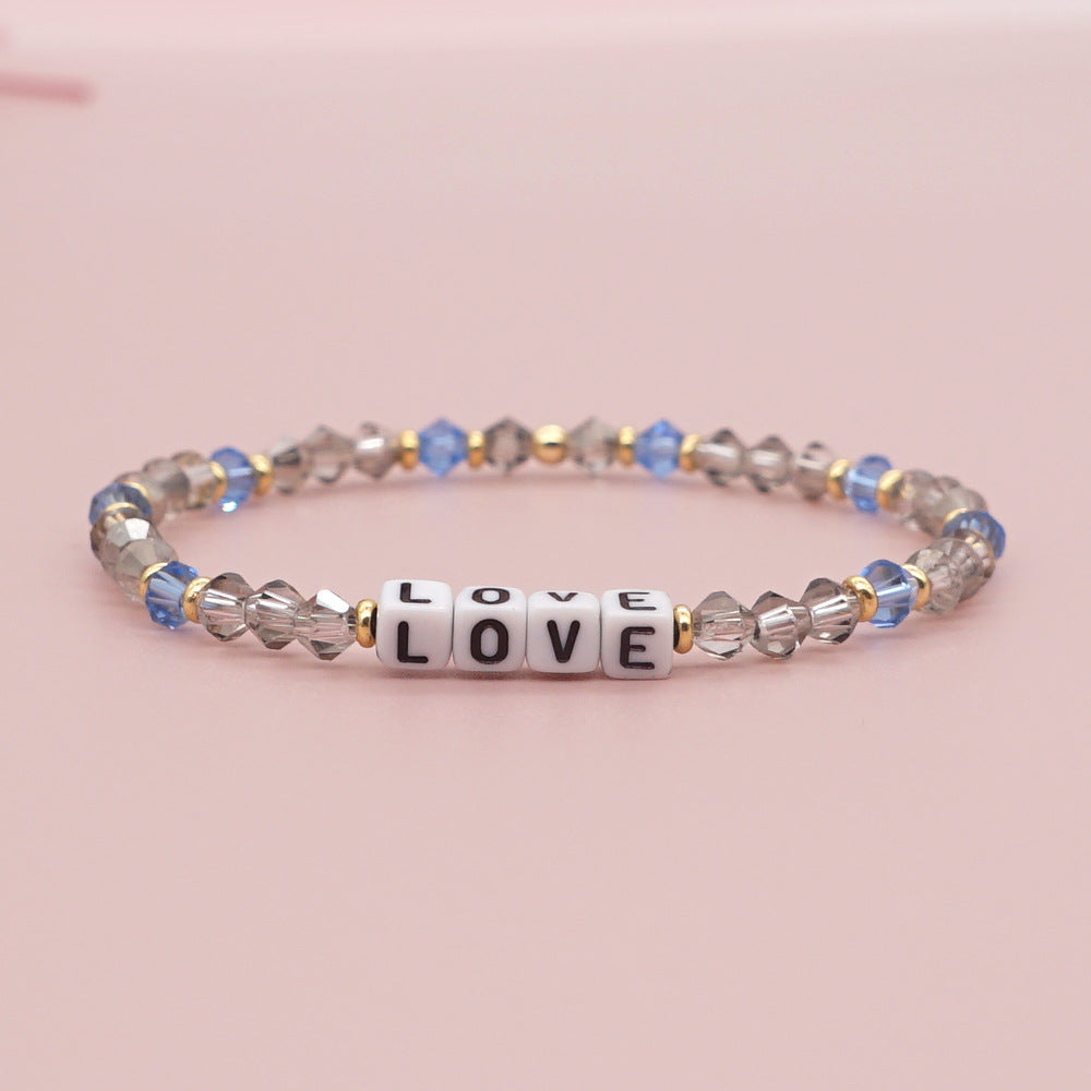 Bracelets en cristal de diamant de lettre de style simple bohème pour femmes