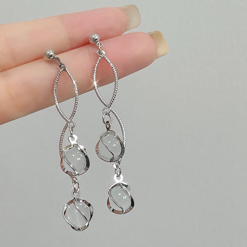 Long Opal High-grade Show Temperamental Personality Fashion Generous Female Earrings