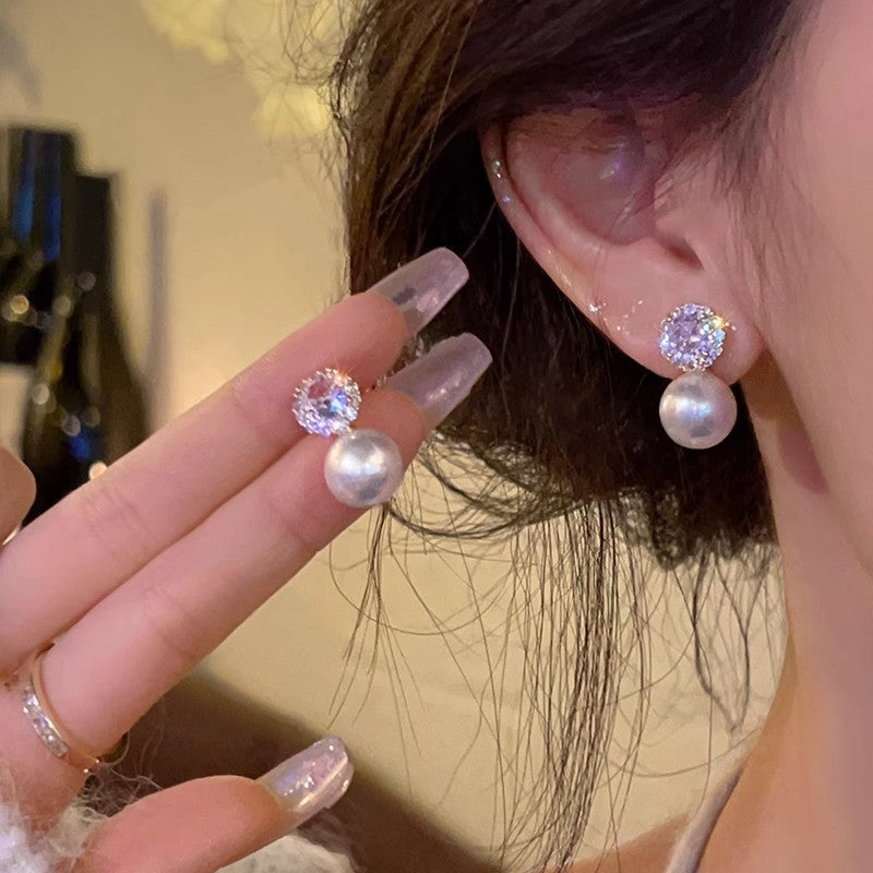 Women's Needle Light Luxury Minority Pearl Exquisite Micro Inlaid Earrings