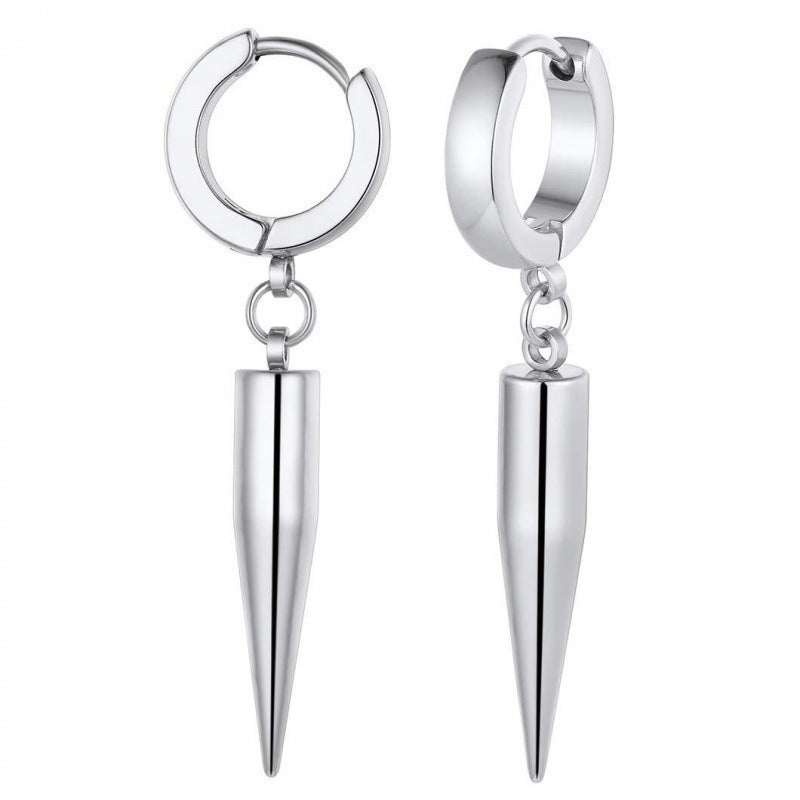 Men's Korean Style Titanium Steel Vintage Round Bullet Stainless Ear Buckle