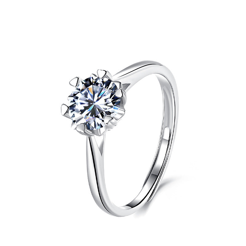 Women's Color Moissanite Niche Design Classic Sterling Rings