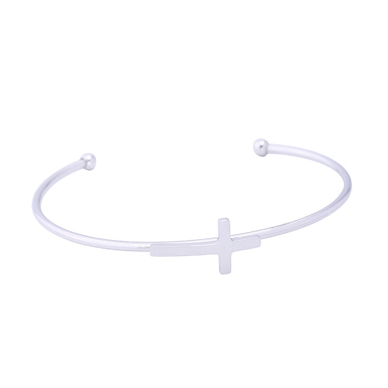 Unique Punk Style Cross Shaped Open Stainless Steel Bracelets