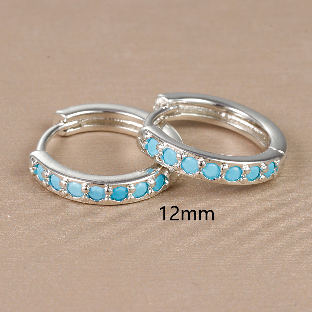 Simple Eardrop Blue Pine Zircon Circle Ear Bracelets