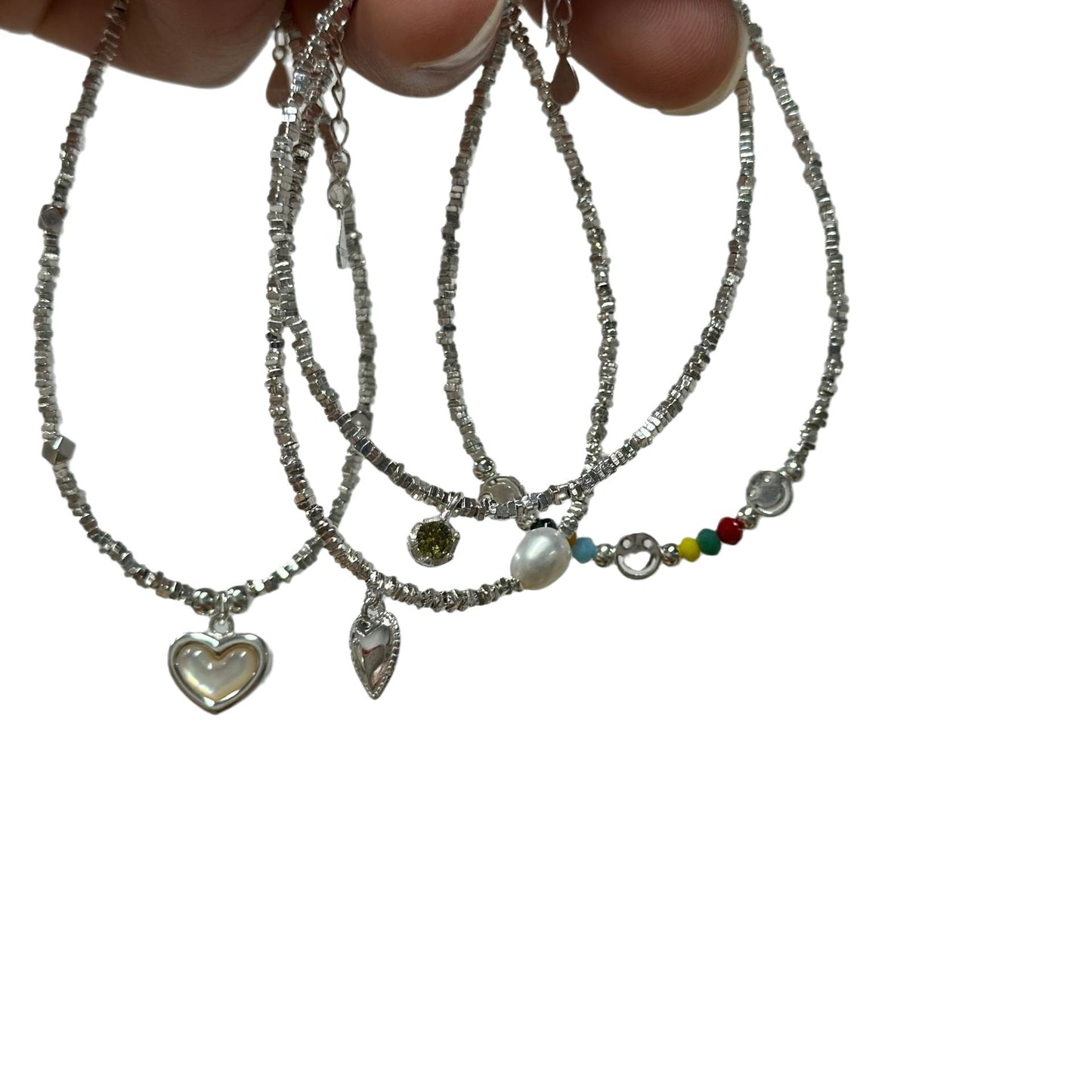 Coeur aimant dans des bracelets de perles Sterling Smiley