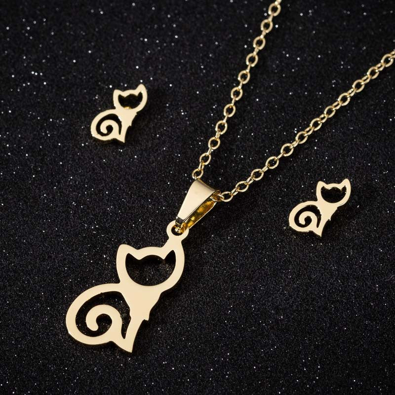 Women's & Men's Small Animal Cat Ear Three-piece Necklaces