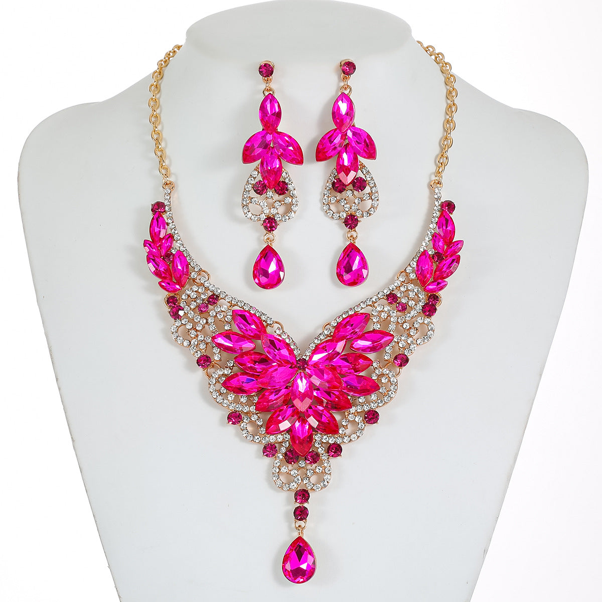 Women's High Profile Generous Retro Design Crystal Jewelry Set