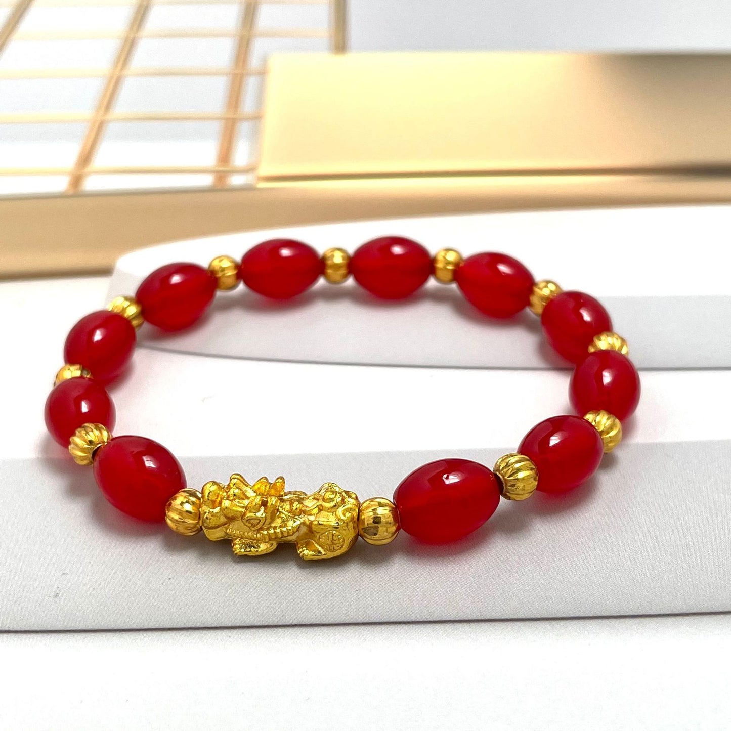Women's Imitation Jade Agate Oval Alluvial Money Drawing Pi National Bracelet
