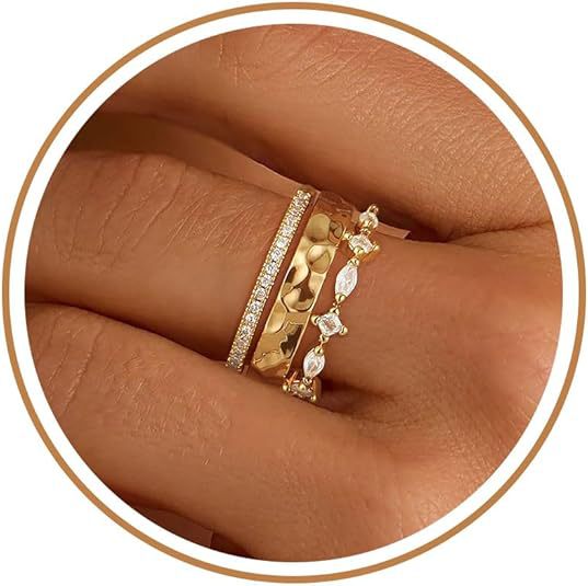 Women's Gold Coating Stacked Diamond Simple Affordable Rings