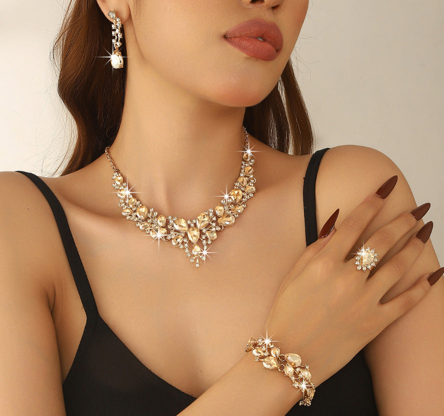 Alloy Suite Bridal Wedding Over Rhinestone Rings