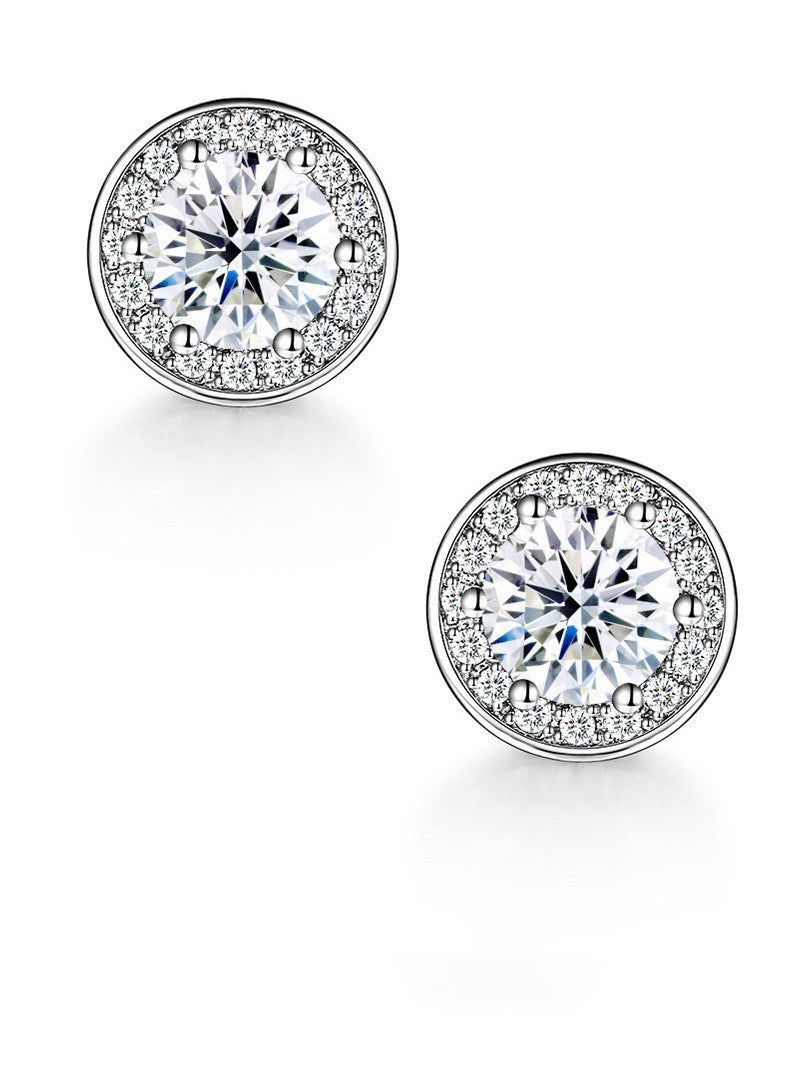 Women's & Men's & Sier Full-jeweled Single Hip Hop Platinum Zircon Earrings