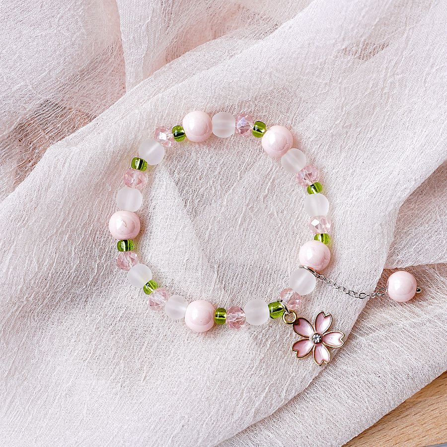 Popular Crystal String Beads Cherry Blossom Bracelets