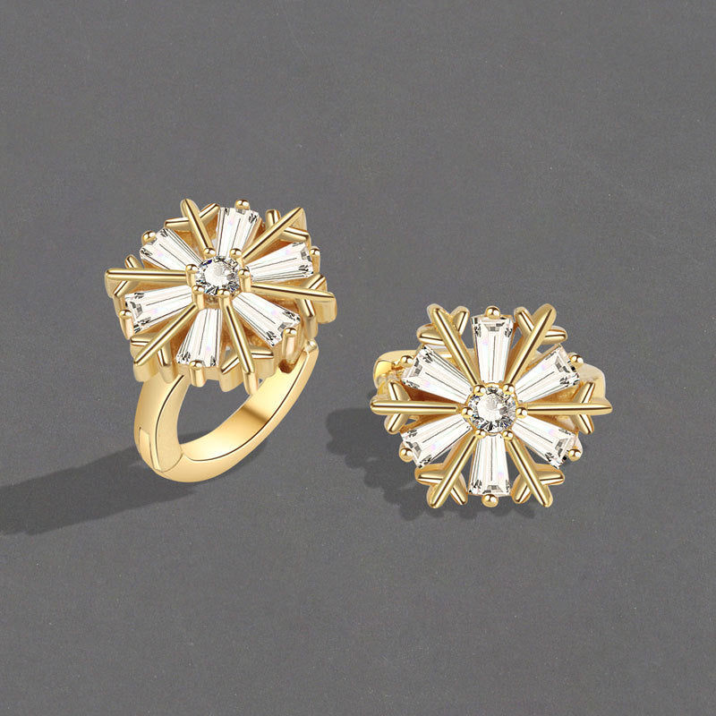 Women's Luxury Snowflake Zircon For Temperament Trend Sunflower Ear Earrings