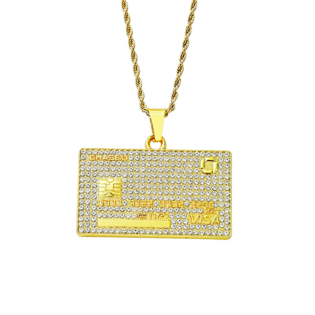 Gold Card Pendant Personal Nightclub Hipster Necklaces