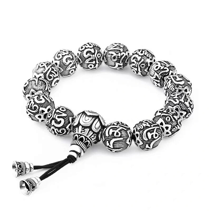 Men's Mantra Heart Sutra Buddha Beads String Alloy Bracelets