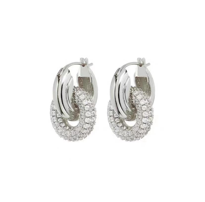 Retro Diamonds Ear Double Detachable Temperament Earrings