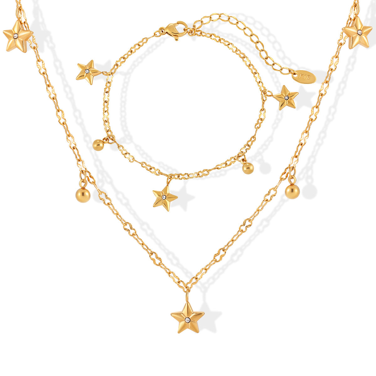 Women's Minority Simple Fashion Pentagram Sunflower Titanium Jewelry Set