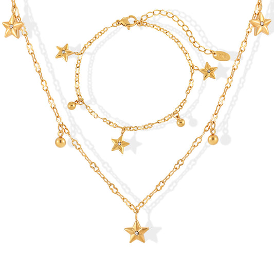Women's Minority Simple Fashion Pentagram Sunflower Titanium Jewelry Set